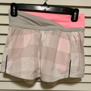 Lululemon Pink and Light Gray Checked Shorts